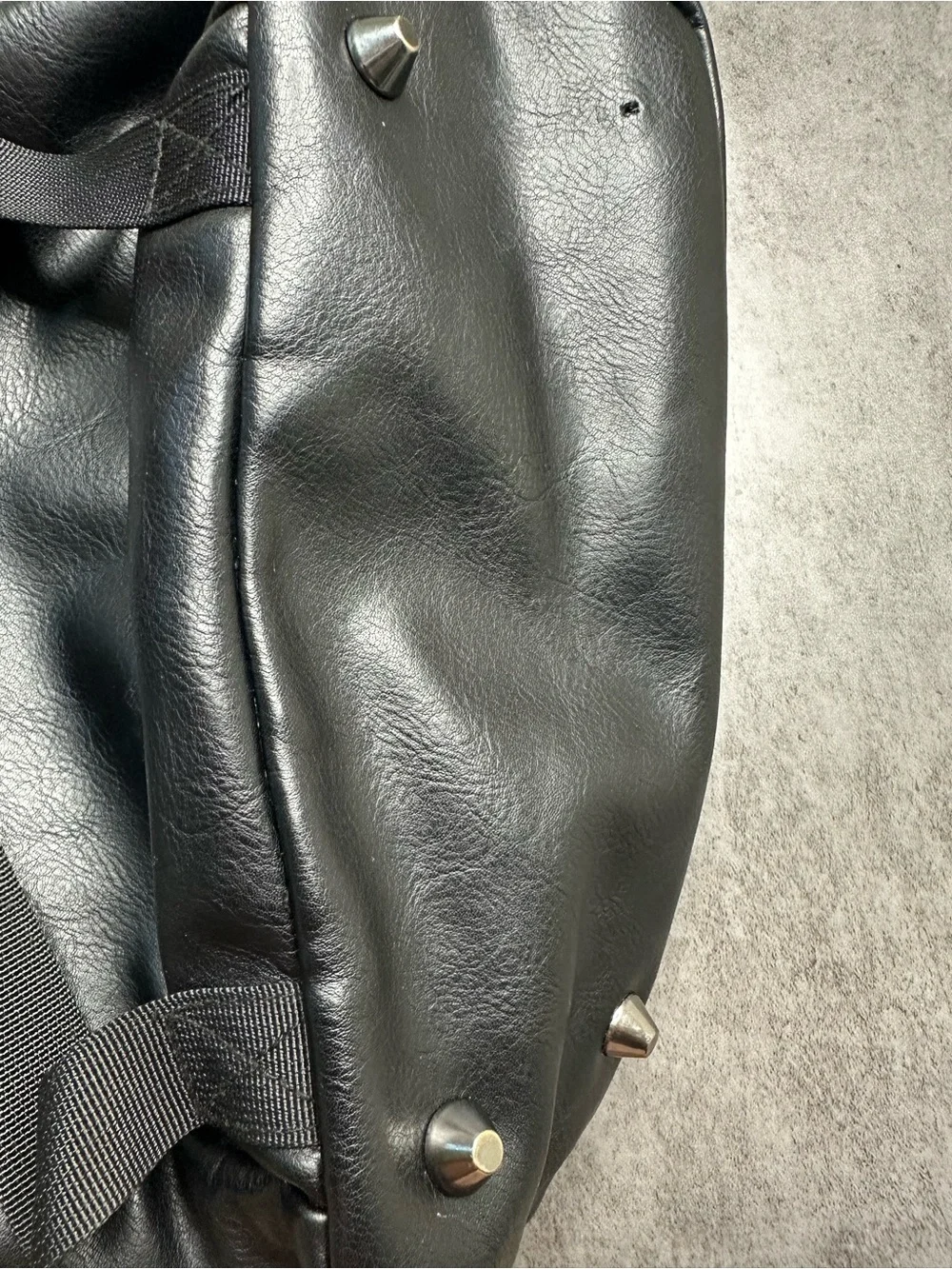 Versace Parfums Black Faux Leather Backpack Gold Medusa Greek Key